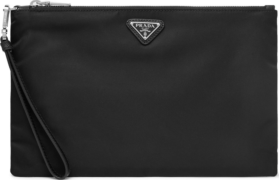 Prada Saffiano-Leather Trimmed Nylon Pouch