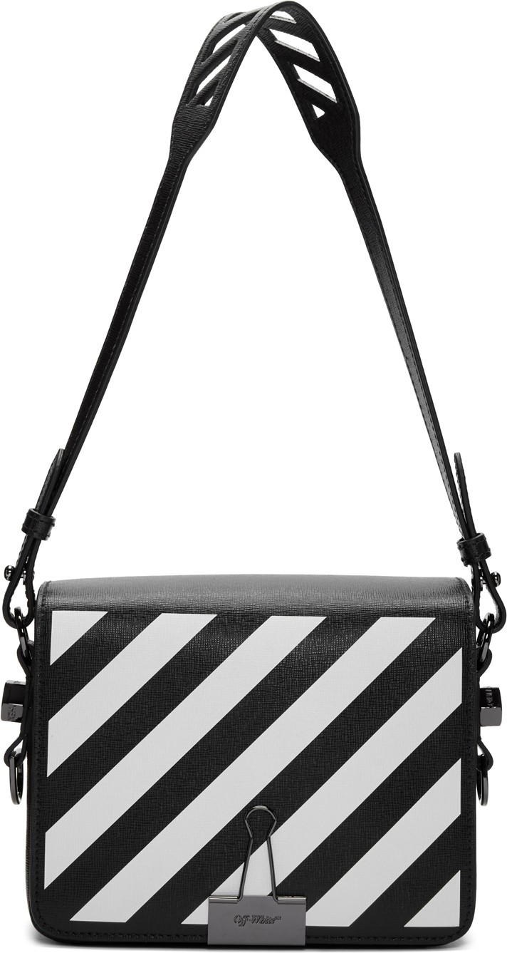 Off White SSENSE Exclusive Black Diag Flap Bag