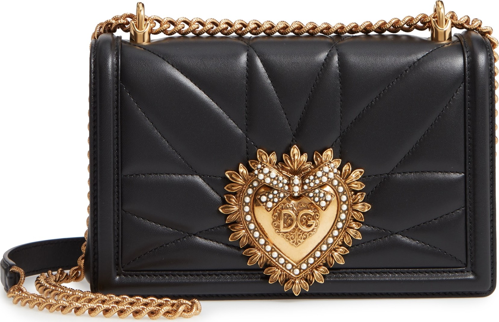 Dolce & Gabbana Medium Devotion Leather Shoulder Bag