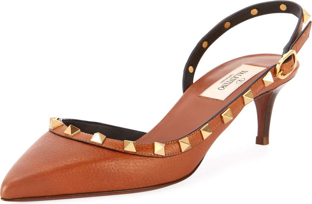Valentino Rockstud Leather Slingback Pumps