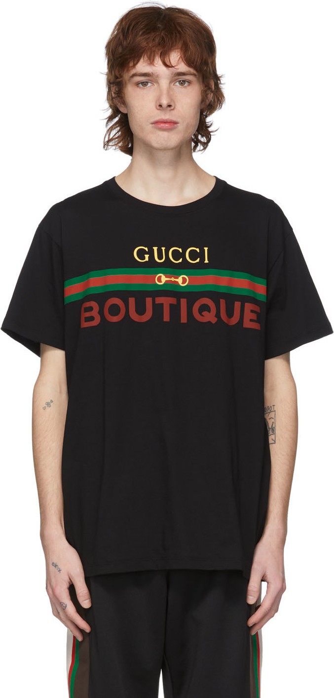 Gucci Black 'Boutique' Logo T-Shirt