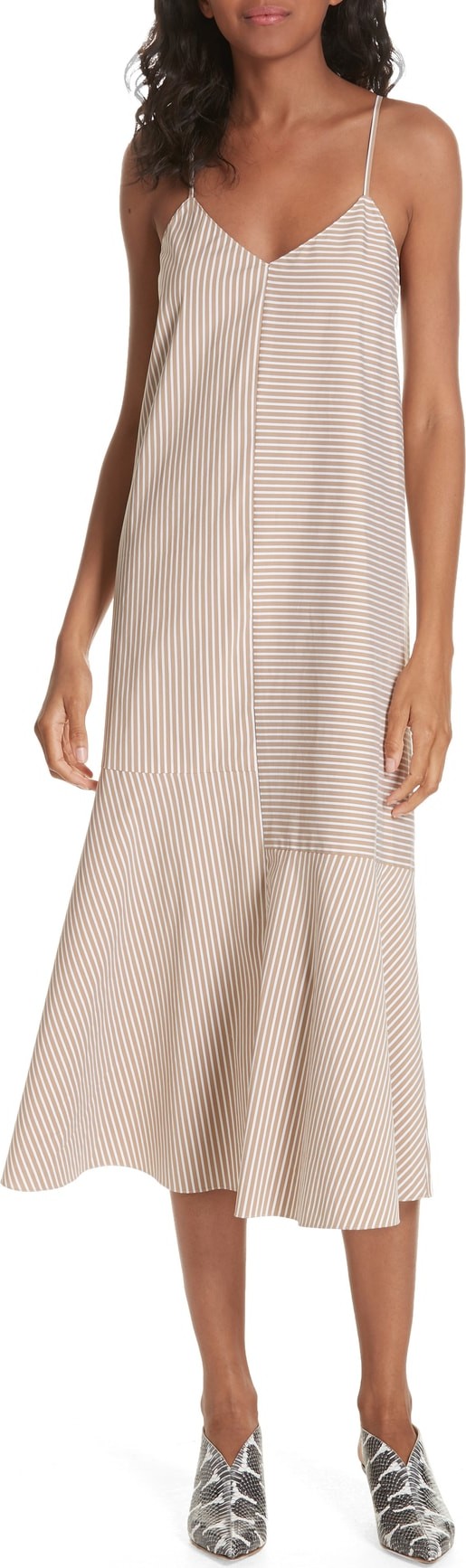 Tibi Kaia Stripe Flared Midi Dress