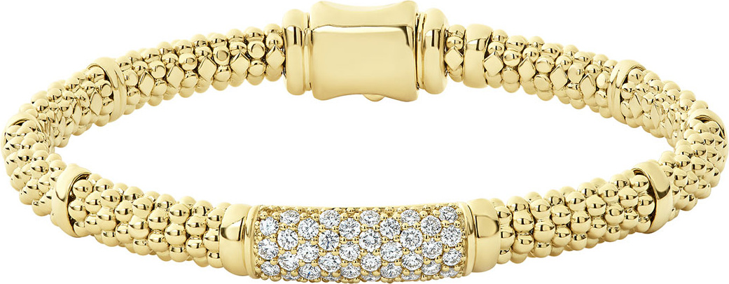 LAGOS 18k Caviar Gold 19mm Rope Bracelet w/ Diamonds, Size M