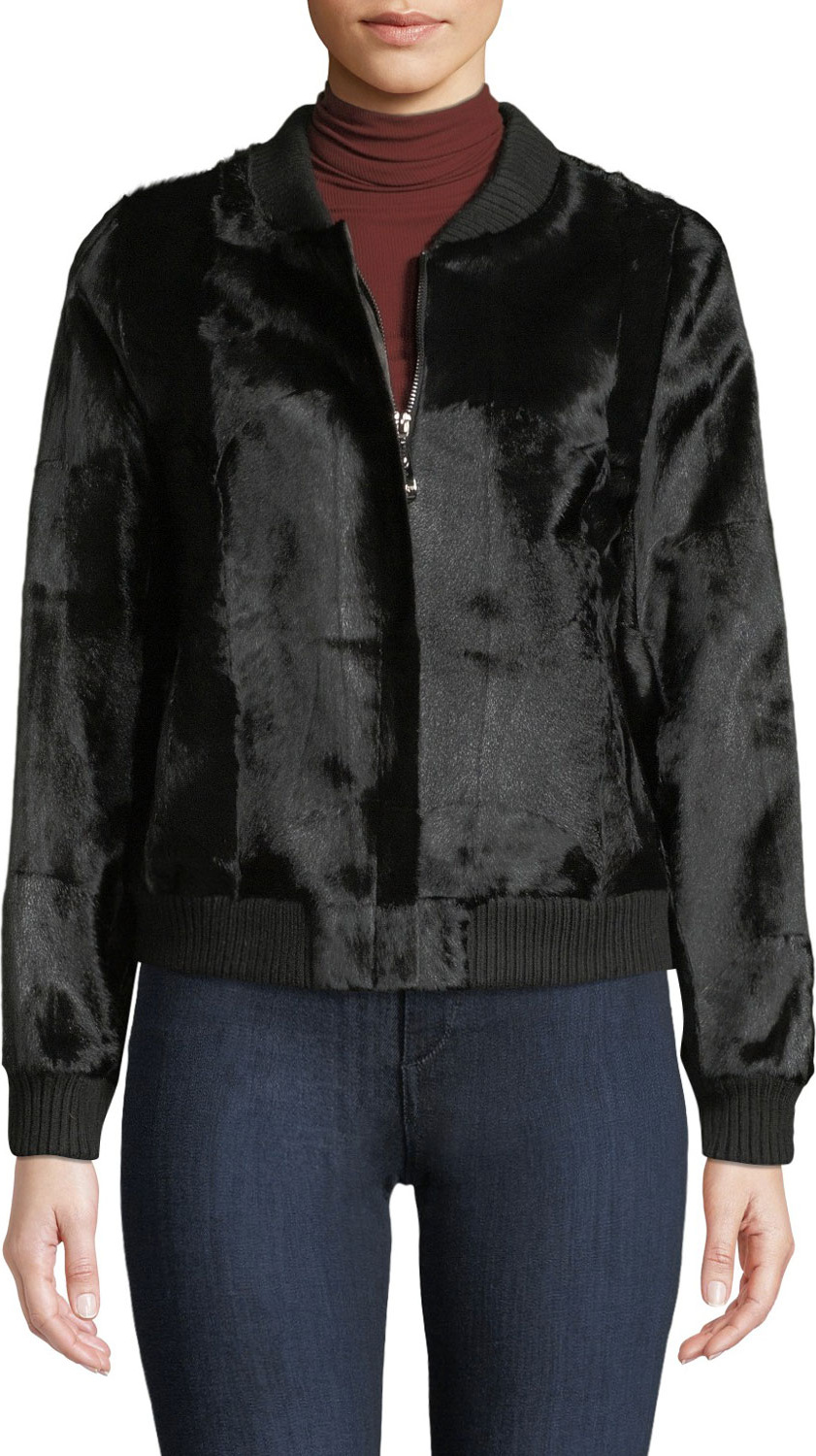 Belle Fare Goat Fur Bomber Jacket