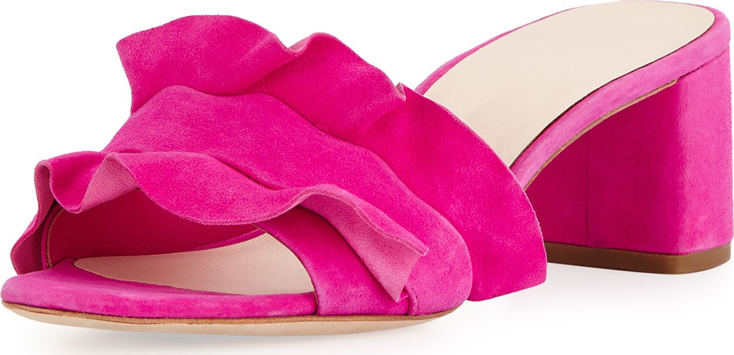 Loeffler Randall Vera Ruffled Suede Mule Sandal