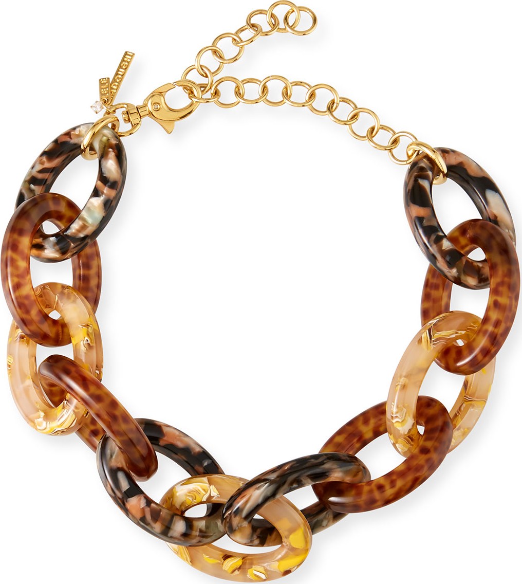 Lele Sadoughi Acetate Cable-Link Necklace  Brown