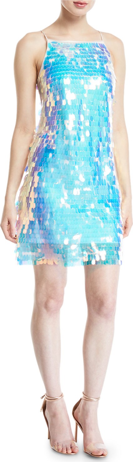 Aidan by Aidan Mattox Paillette Halter Mini Dress