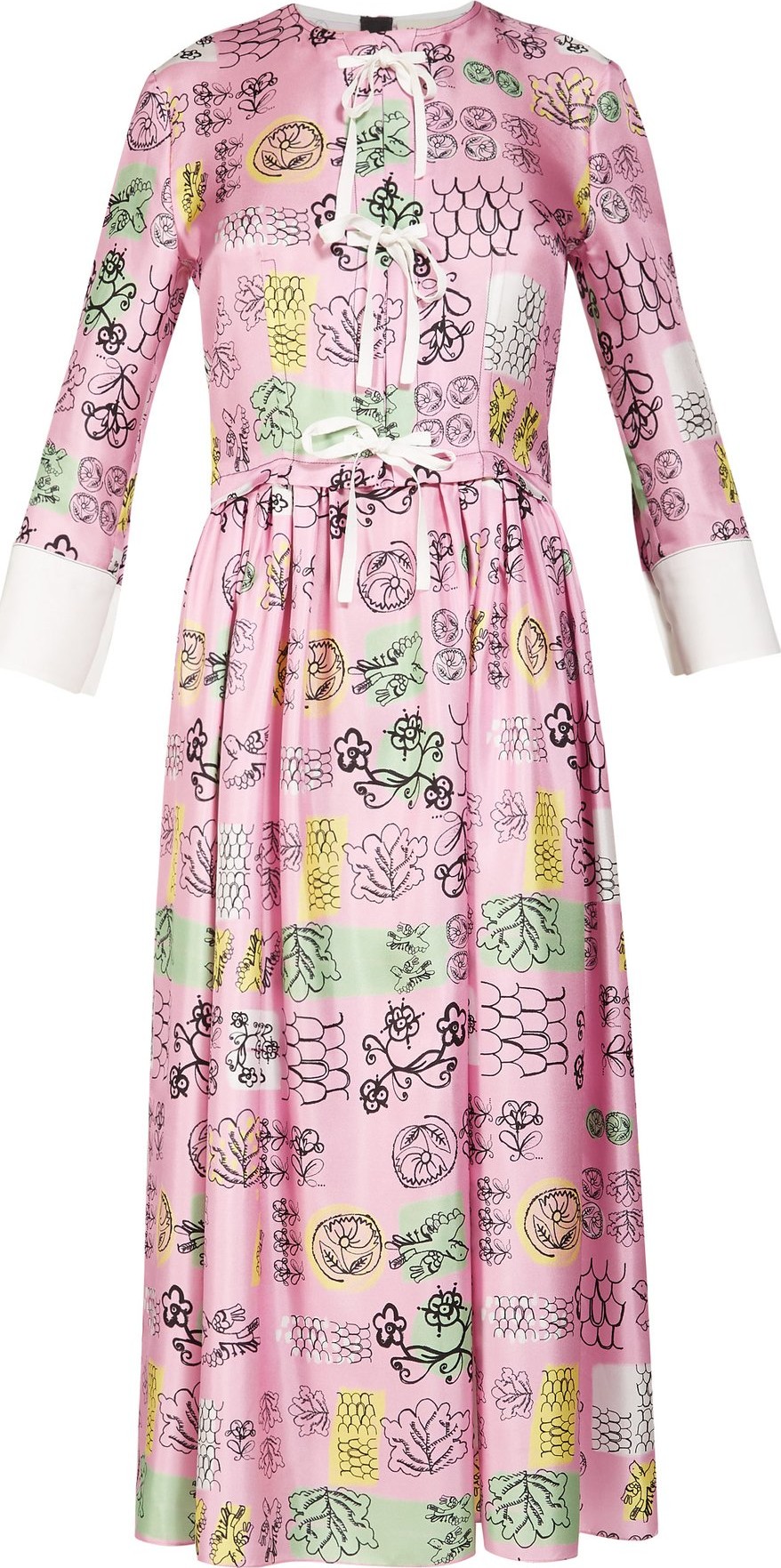 Marni Tie-front doodle-print silk midi dress