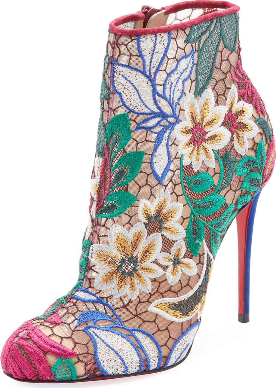 Christian Louboutin Miss Tennis Embroidered Red Sole Bootie Christian Louboutin Miss Tennis Embroidered Red Sole Bootie