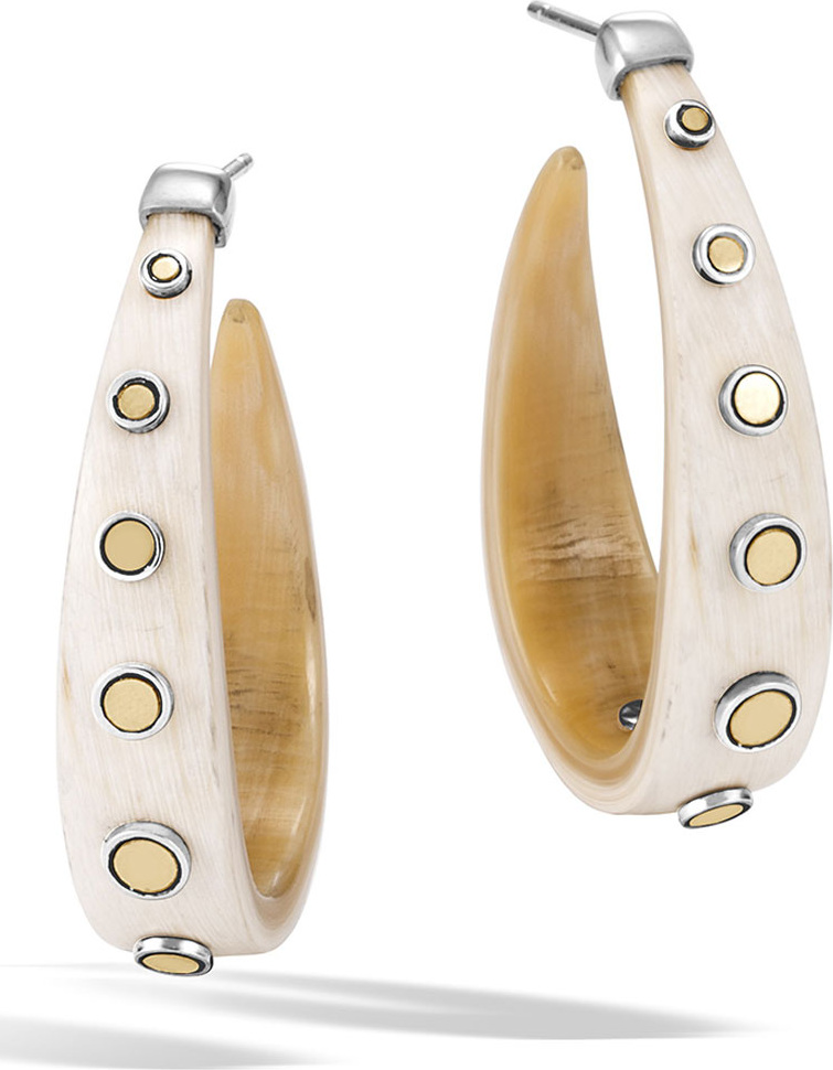 John Hardy Dot Buffalo Horn Hoop Earrings