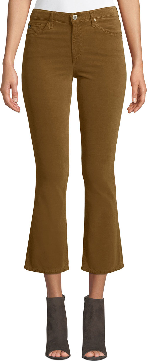 AG Jeans Jodi Velvet Cropped High-Rise Flare Jeans