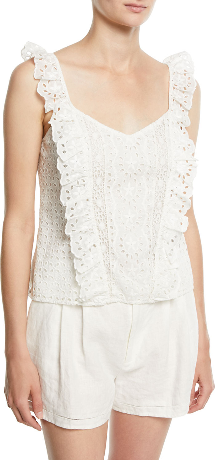Joie Captina Sleeveless Eyelet Top
