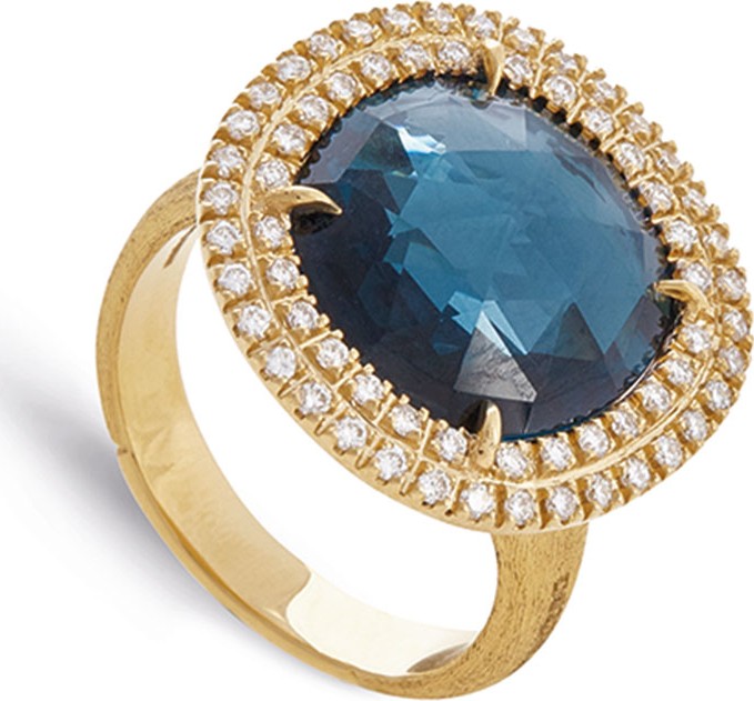 Marco Bicego Jaipur 18k London Blue Topaz & Diamond Cocktail Ring