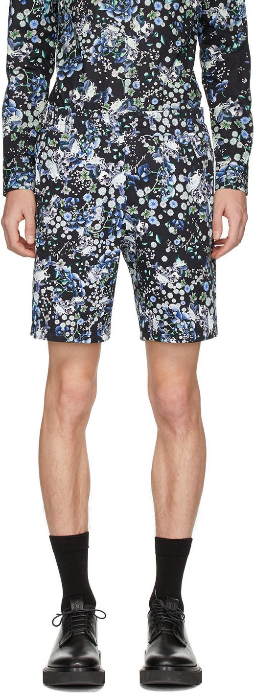 Givenchy Black & Blue Flowers Shorts