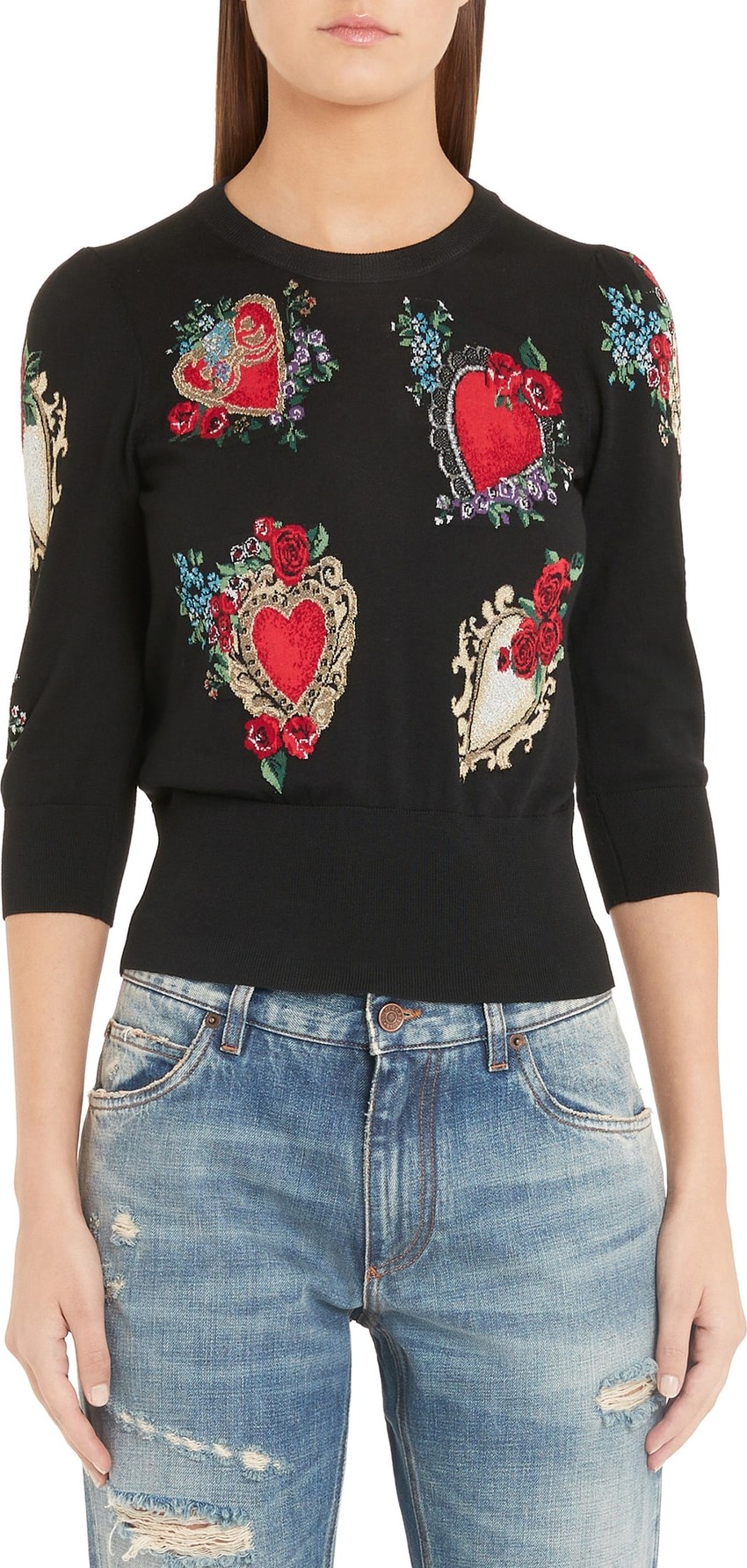 Dolce & Gabbana Intarsia Heart Sweater