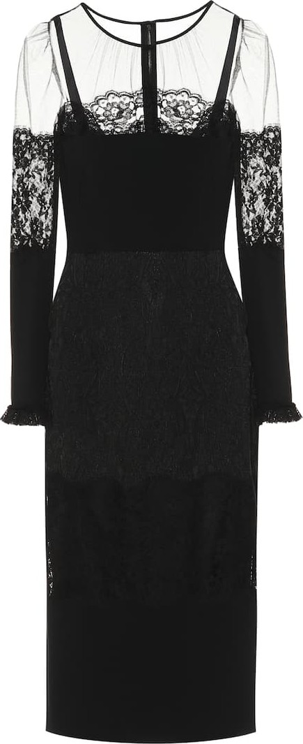Dolce & Gabbana Lace-trimmed stretch cady dress