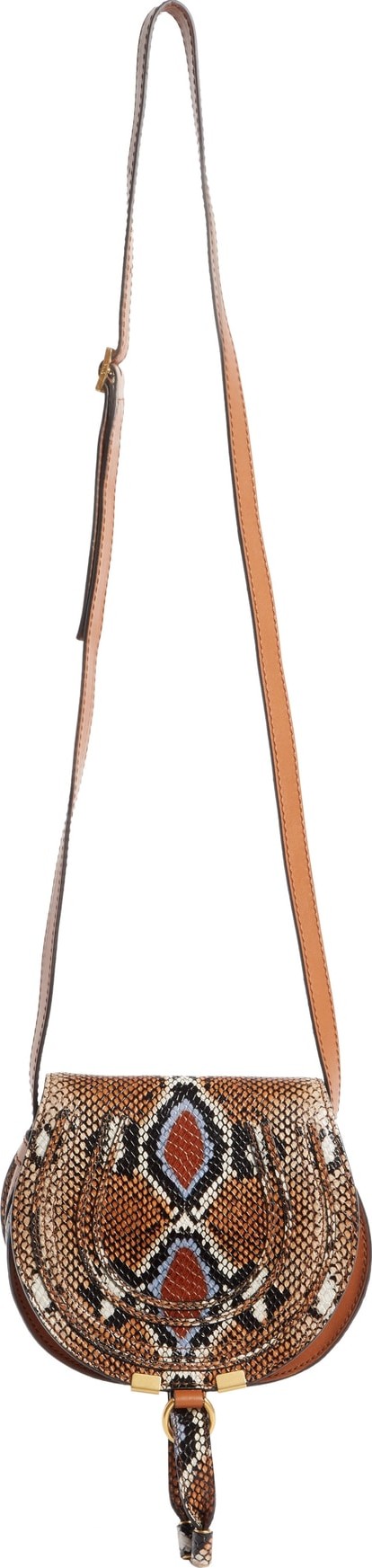 Chloe Mini Marcie Python Embossed Leather Saddle Bag