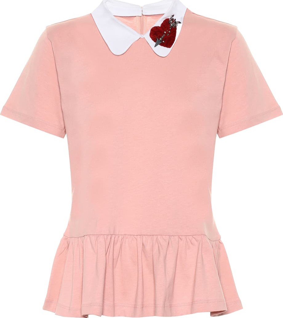 RED Valentino Embellished cotton peplum top