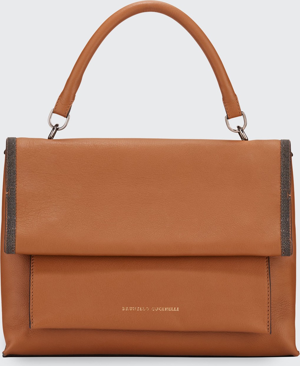 Brunello Cucinelli Smooth Leather Flap Closure  Bag