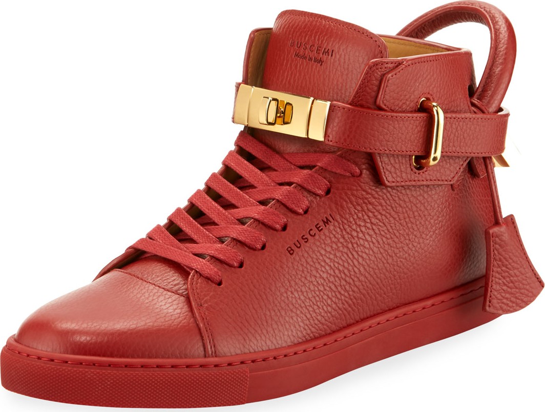 Buscemi Men's 100mm High-Top Sneakers, Red