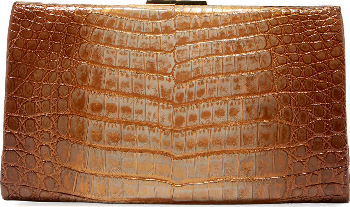 Nancy Gonzalez Colette Crocodile Slim Exposed-Frame Clutch Bag