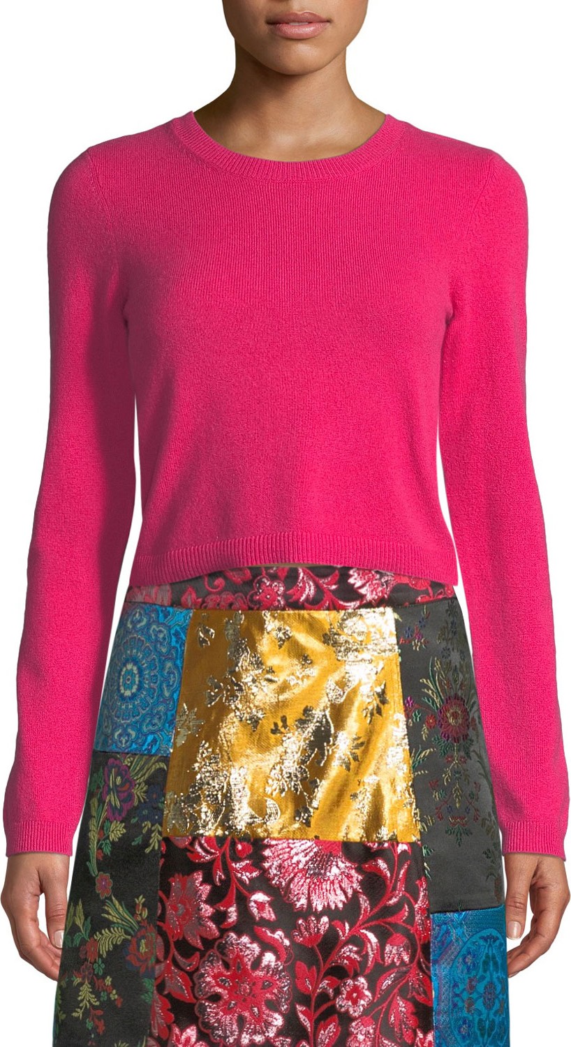 Alice + Olivia Ciara Long-Sleeve Cropped Pullover
