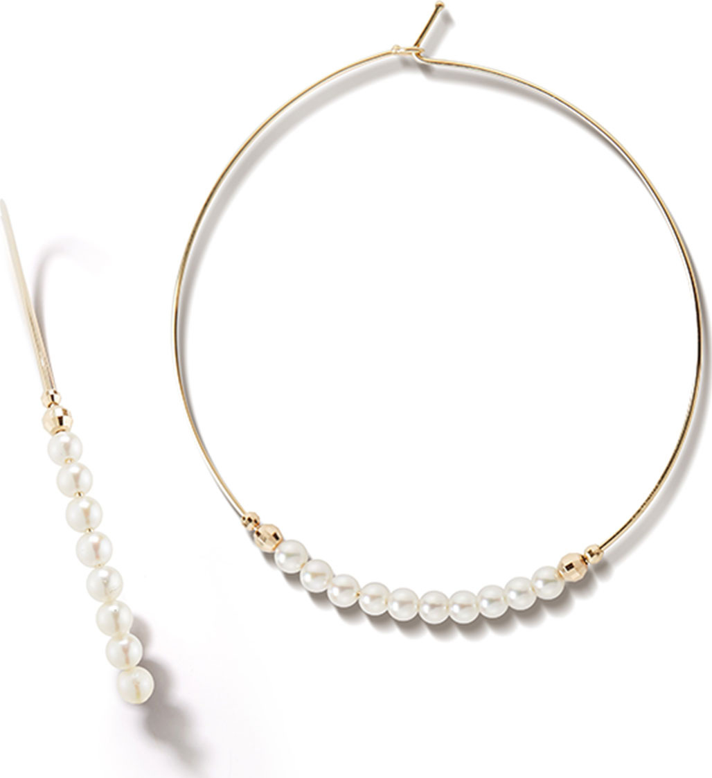 Mizuki 14k Gold Large Pearl Hoop Earrings
