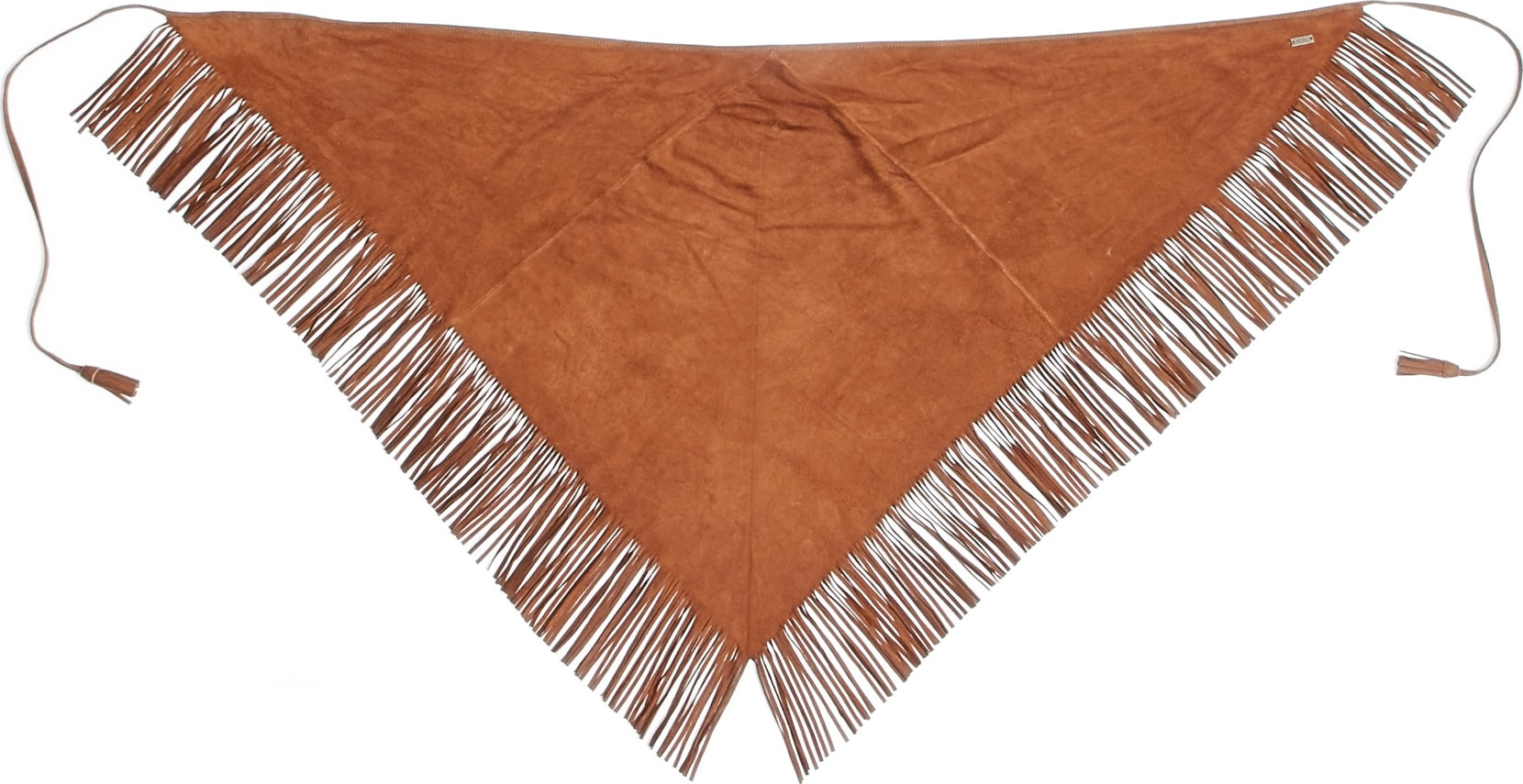 Saint Laurent Fringed Suede Triangle Scarf