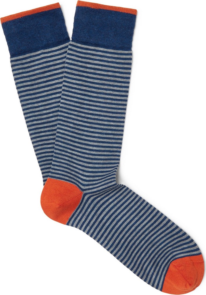 Marcoliani Striped Pima Cotton-Blend Socks