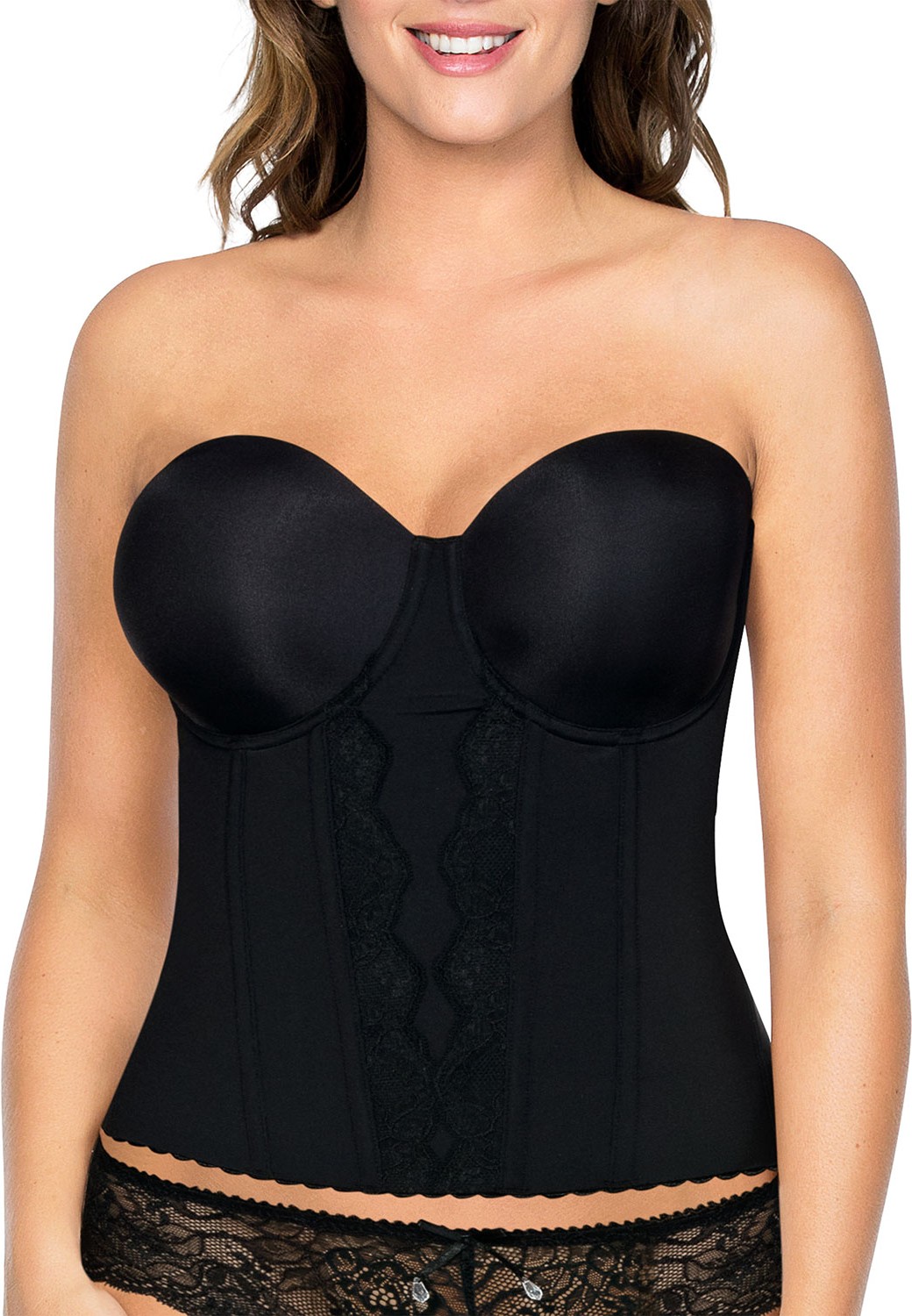 Parfait Elissa Full-Cup Low-Back Bustier, Black