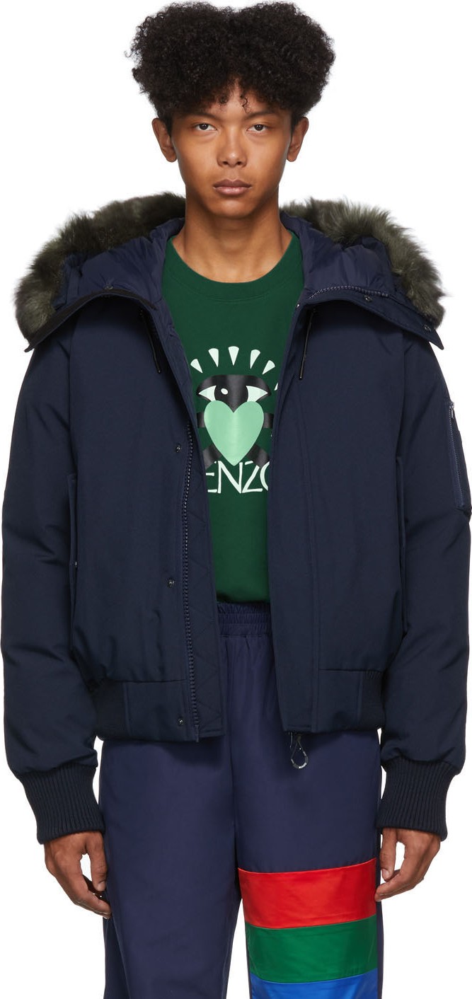 KENZO Navy Down Short Parka Jacket