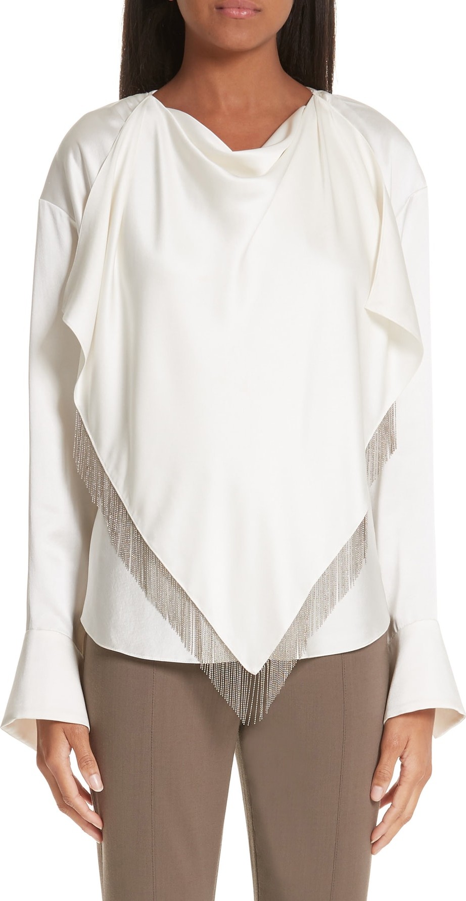 Alexander Wang Chain Fringe Scarf Detail Silk Blouse