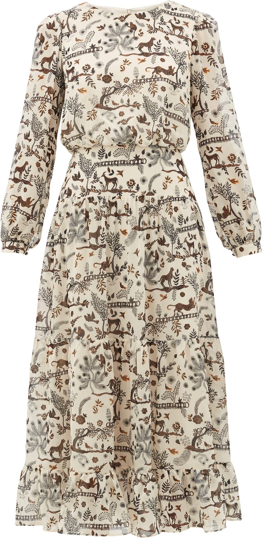 Saloni Isabel jungle-print silk midi dress