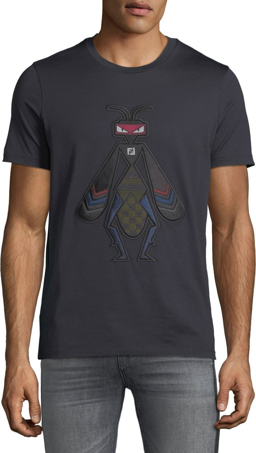 Fendi Men's Super Bugs Embroidered T-Shirt
