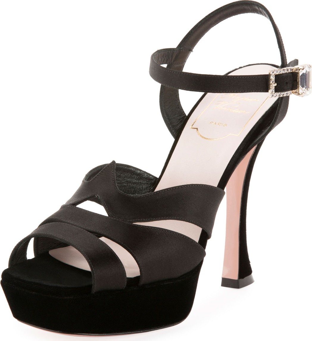 Roger Vivier Viv Velvet Platform Sandals