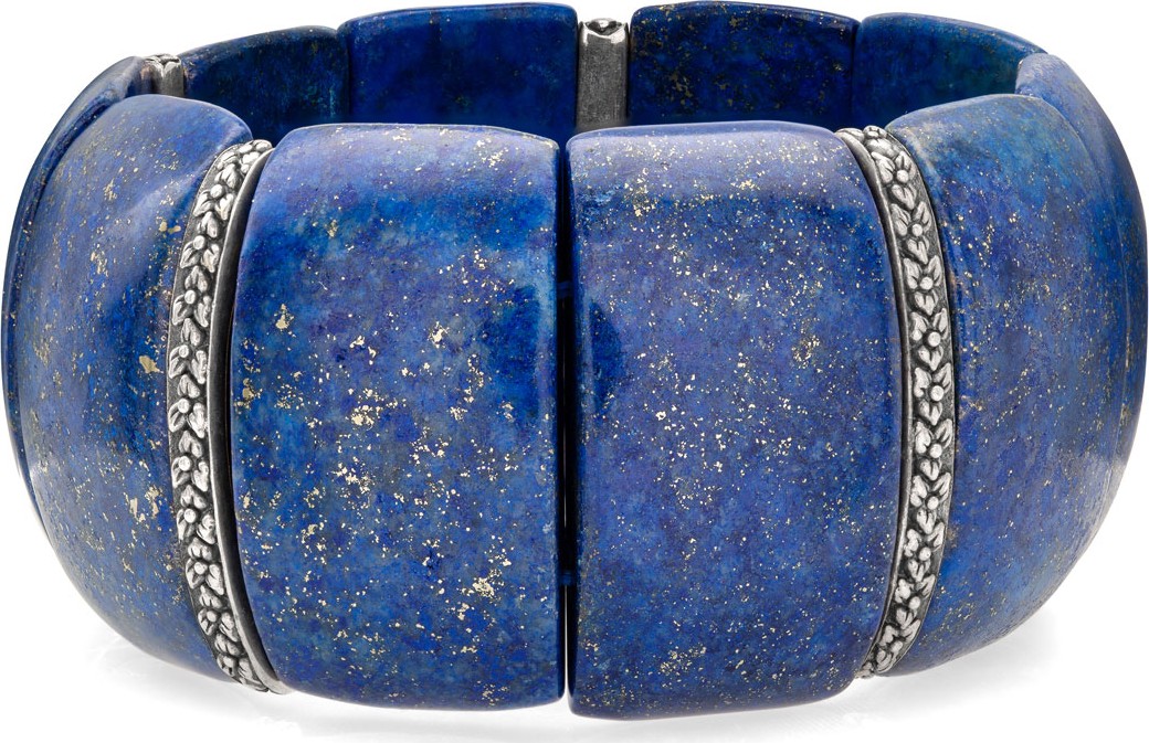 Stephen Dweck Lapis & Flower Stretch Bracelet