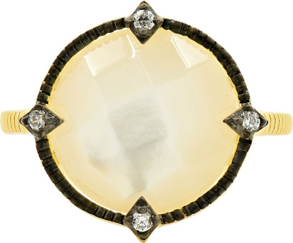 Freida Rothman Color Theory Round Cocktail Ring - Mother-of-Pearl, Size 6