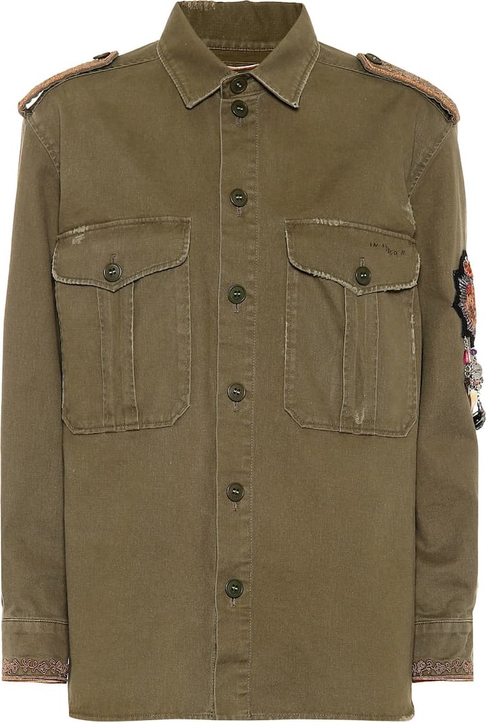 Saint Laurent Embroidered cotton-blend jacket