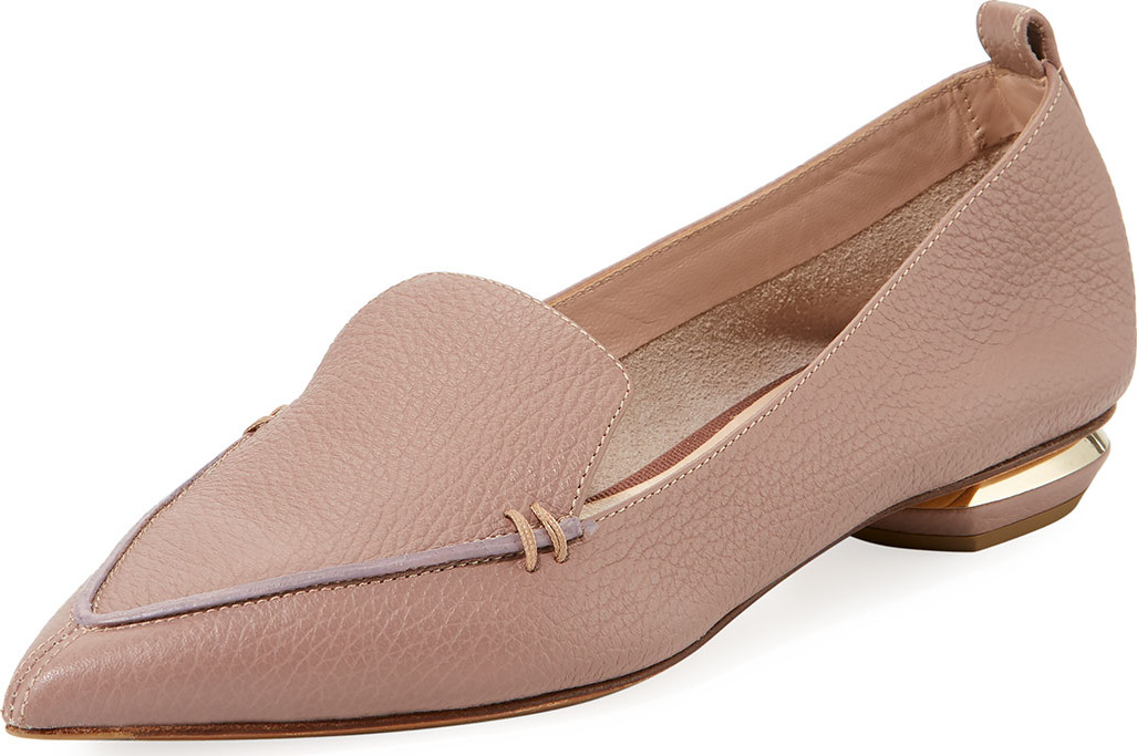 Nicholas Kirkwood Beya Calf Leather Point-Toe Loafer Flat