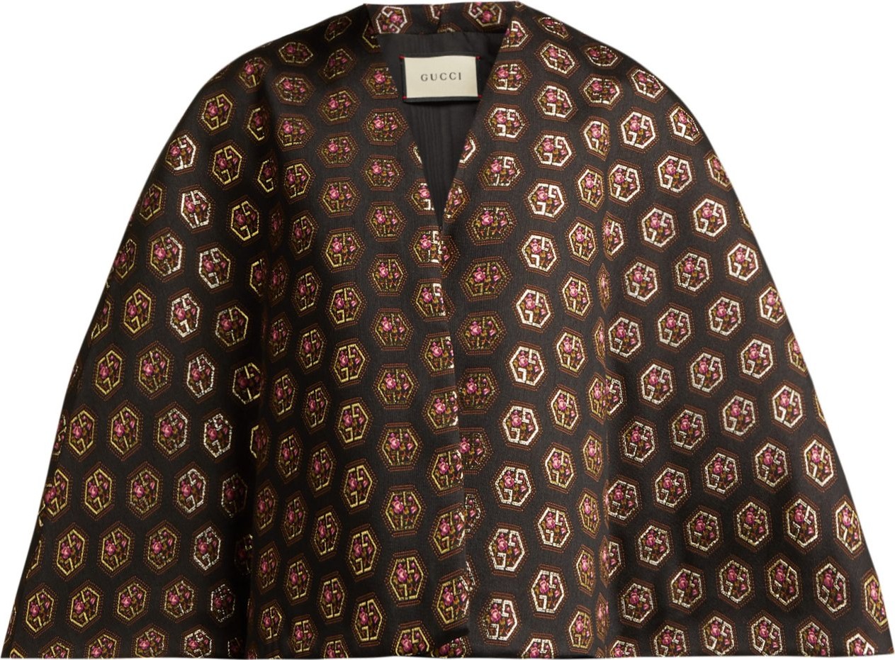 Gucci Floral and logo-jacquard cape