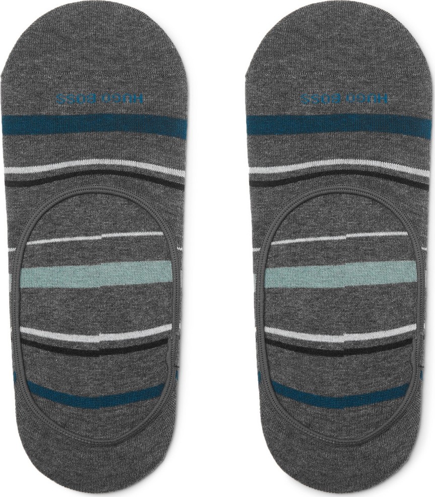 HUGO BOSS Striped Stretch Cotton-Blend No-Show Socks