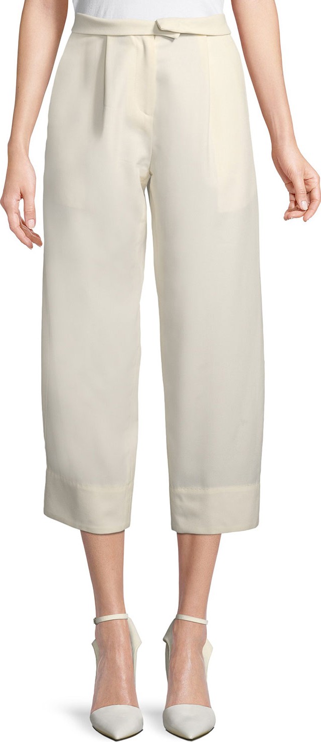 Carven High-Waist Wide-Leg Ankle Wool Trousers