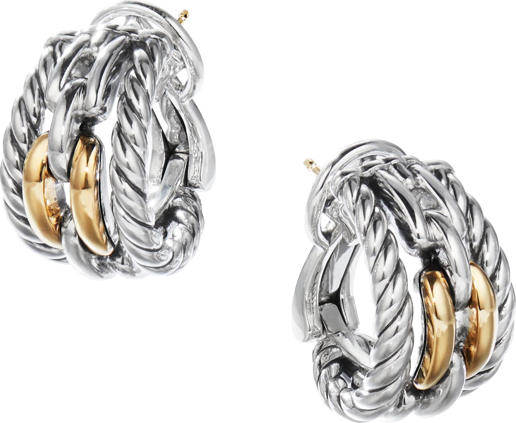 David Yurman Wellesley Link Hoop Earrings with 18K Gold