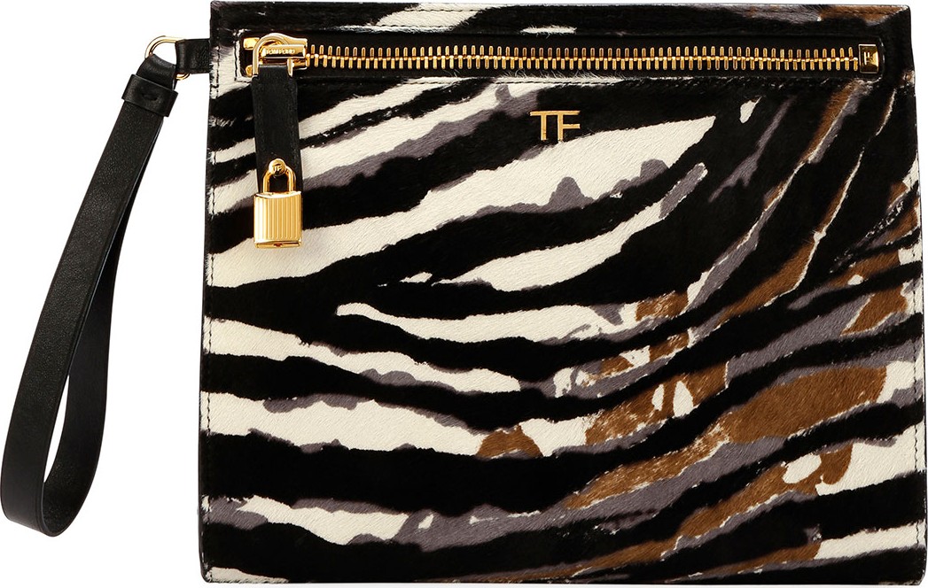 TOM FORD Zebra Baby Calf Wristlet Clutch Bag