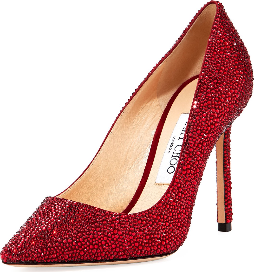 Jimmy Choo Romy 100mm Suede Pumps with Crystals