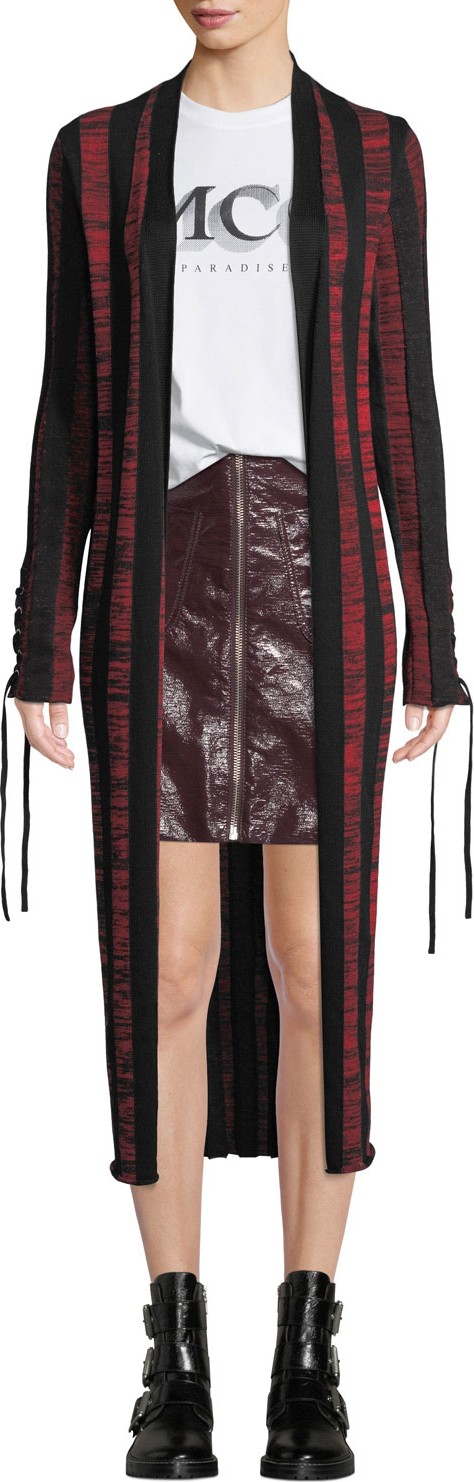 McQ - Alexander McQueen Bodycon Striped Lace-Up Cardigan