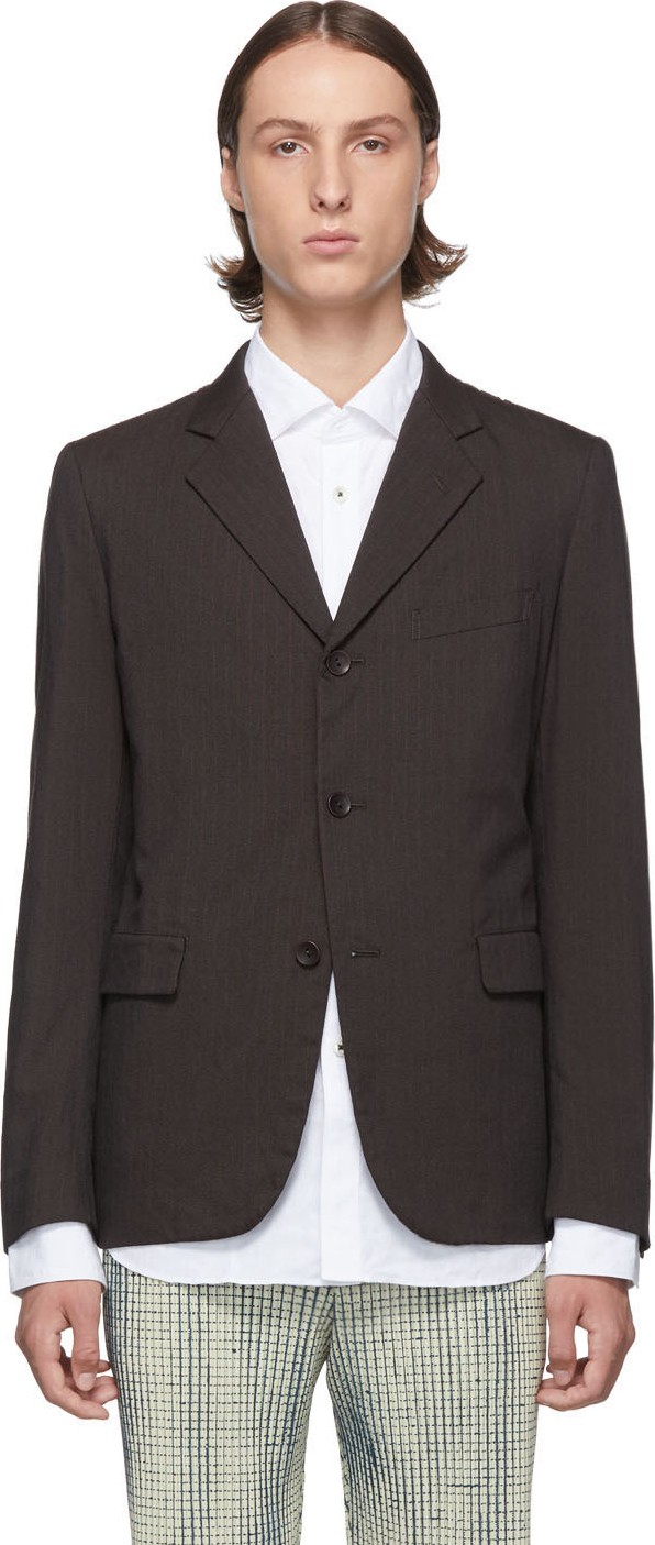 Junya Watanabe Brown Piled Jacquard Back Blazer