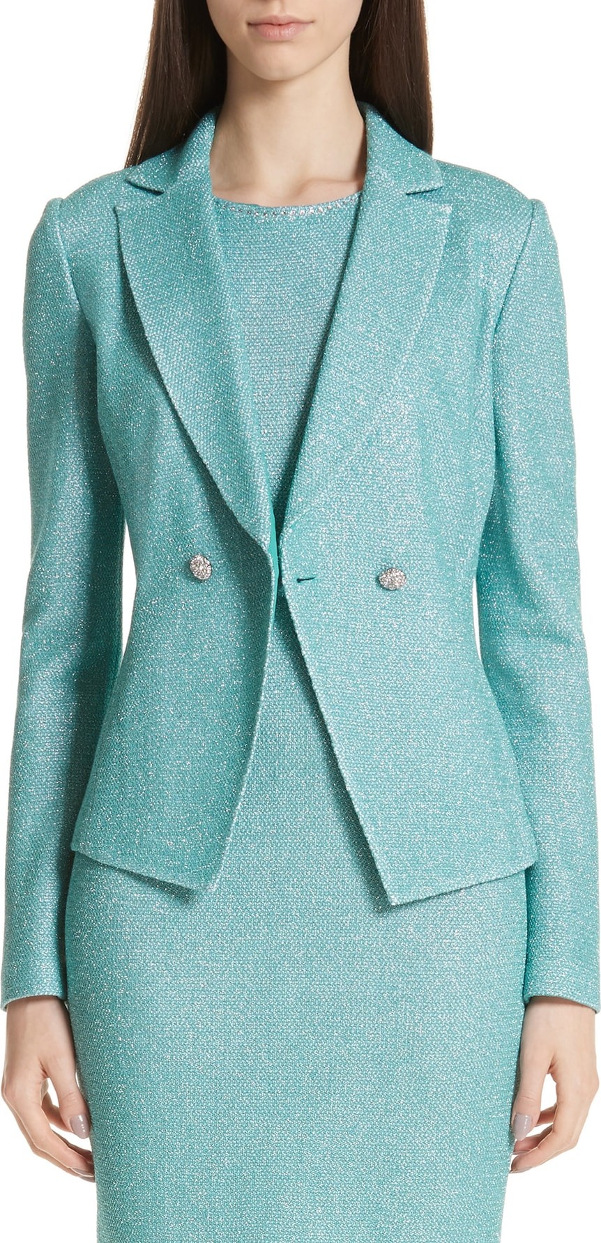 St. John Bailey Knit Double Breasted Blazer