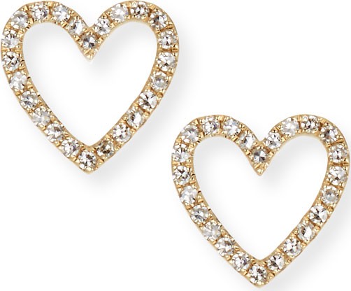 EF Collection 14k Gold Diamond Open-Heart Stud Earrings