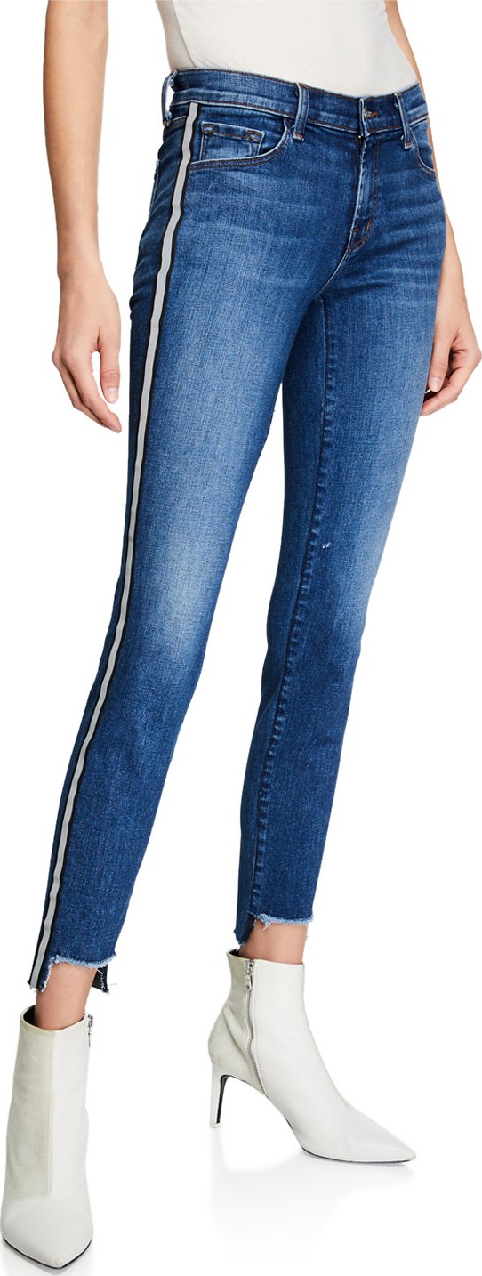 J BRAND 811 Mid-Rise Skinny Step-Hem Jeans w/ Side Stripes